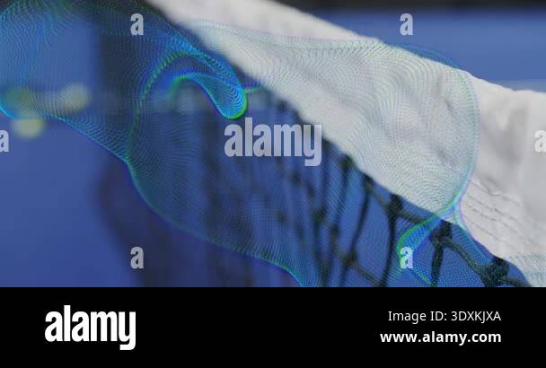 Waving Net Animation start triggers translucent wave drifting across tennis net ...