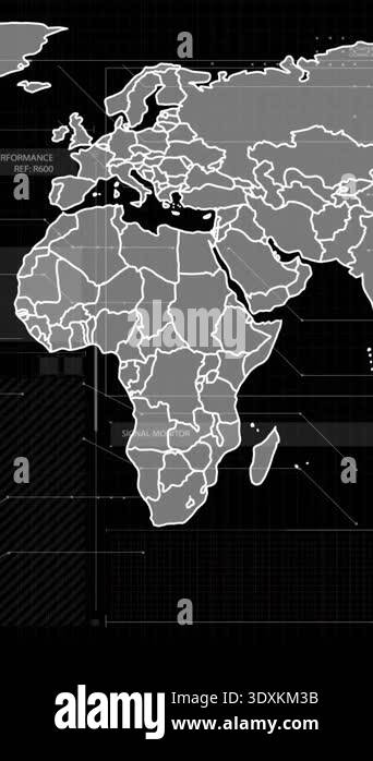 World map with hexagonal data clusters and network connections ...