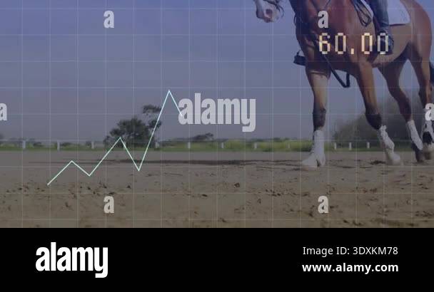 Male rider on horse trotting into cantering, hooves striking updating ...