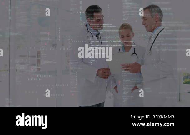 Clinical Features Animation Two doctors receiving nurse file activating animated chart highlighting ...
