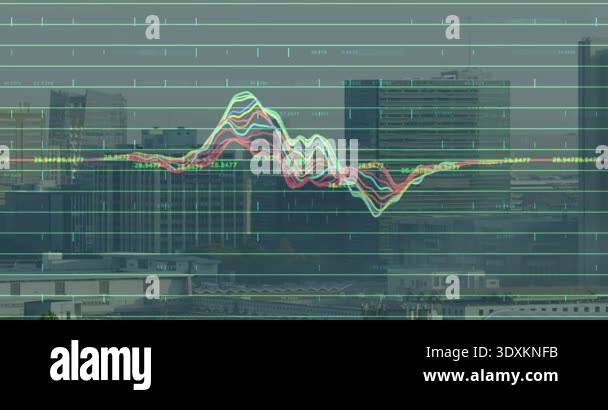 On start grid overlay rising and multi-color waveform traces converging ...