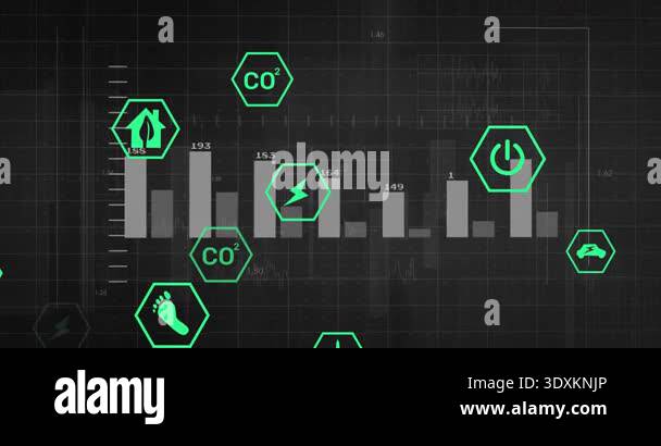 Green footprint icon initiating chart expanding and dashboard scrolling ...