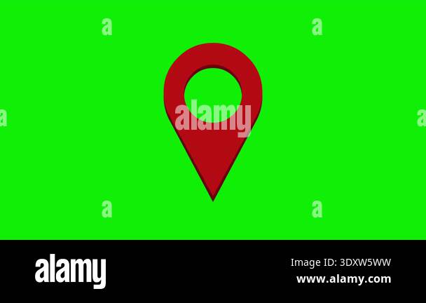 Red Location Pin Map Marker Icon Appearing and Rotating 4K Animation ...