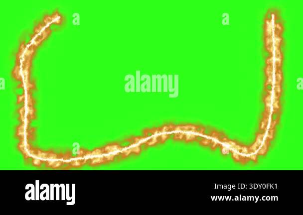 Fire line effect animation element green screen Stock Video Footage - Alamy