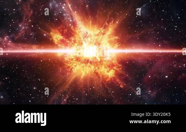 Powerful supernova explosion in deep space with glowing cosmic gas ...