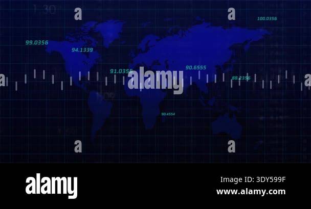 Opening world map grid, vertical bars appearing pulsing, labels fading ...
