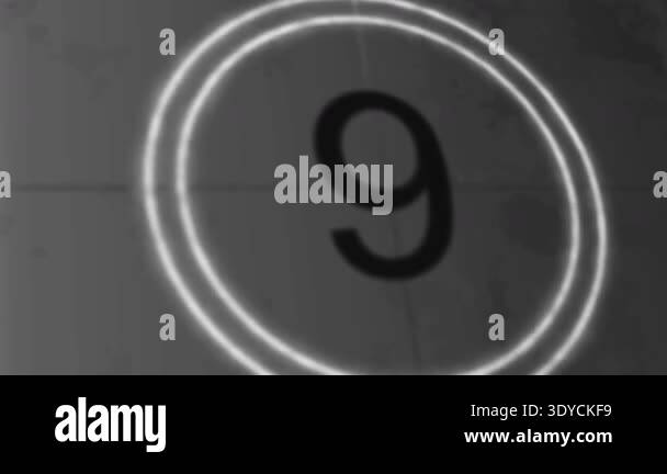 Leader Counting Old, grainy film leader counting down from ten to zero in a classic ...