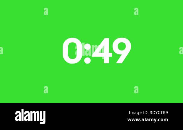 1 Minute Countdown Clock Timer Green Screen Chroma Key Motion Graphics ...