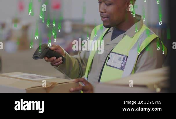 Packer picking up scanner and scanning labels, causing falling green ...