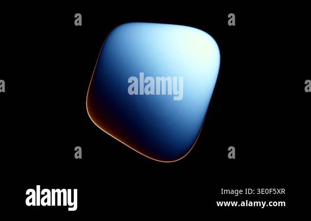 Abstract blue organic liquid shape morphing with orange rim light on ...