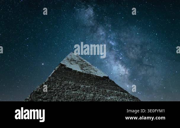 Egypt Giza Pyramid of Khafre Under Milky Way Galaxy in the Night Sky ...