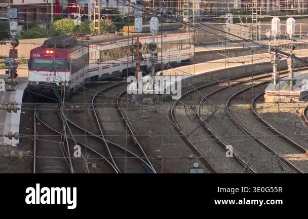 BILBAO, SPAIN; APRIL 26 2019: Railway traffic at Bilbao train station ...
