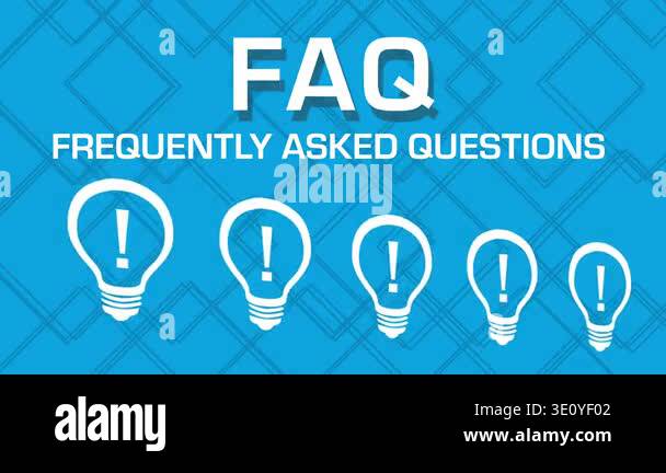FAQ - Frequently Asked Questions concept animation with text and bulb ...