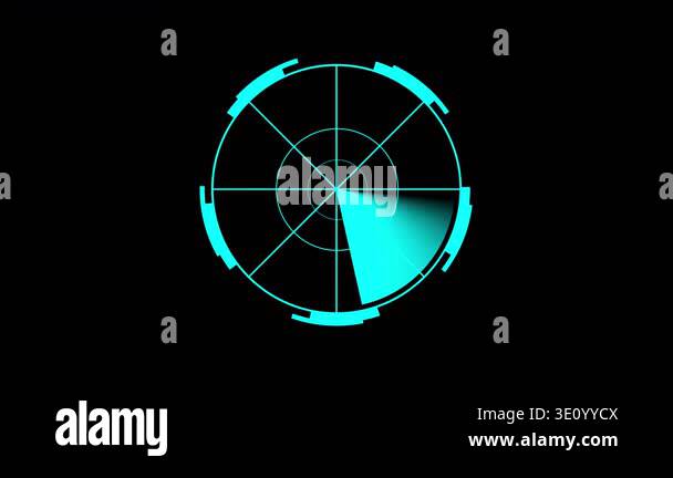 Glowing radar screen animation futuristic technology interface scan ...