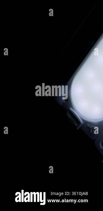 Powerful LED light module glows with cool white light against a ...