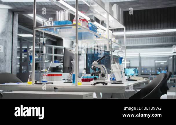 Scientific gear in research facility used for complex experiments, zoom ...