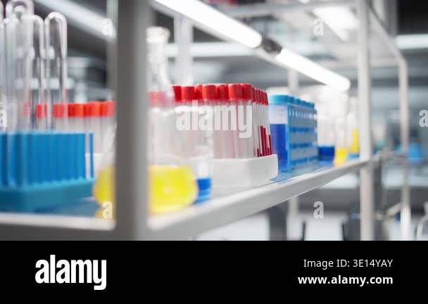 Asap Study Containers For Lab Scle R&d Lab Close up of blood samples in test tubes and reagent solutions arranged ...