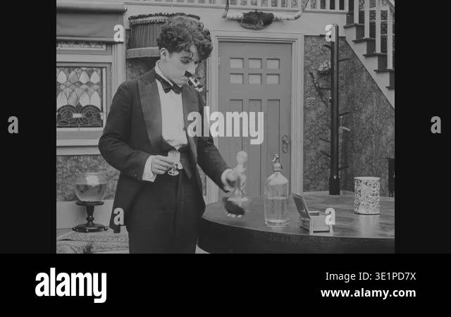 USA - 1916 - In this silent comedy, a drunk man (Charlie Chaplin ...
