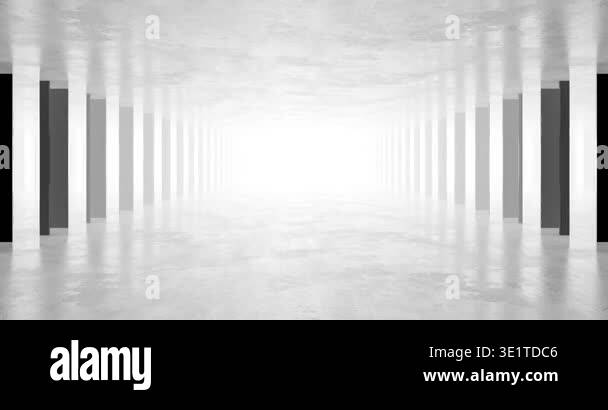 3d loop animation of Abstract empty interior corridor with repeating ...