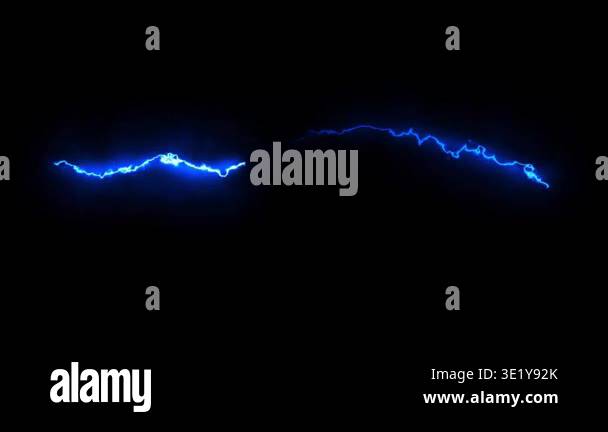 Sequence of bright blue lightning bolts striking across a dark sky in ...