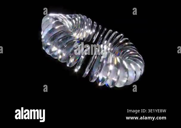 Glass round circle abstract crystals on black bg able to loop endless ...