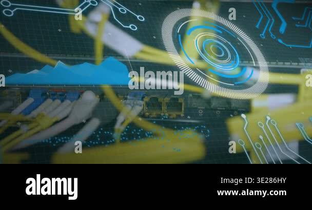 Animation of data processing over computer wires. animation of data ...