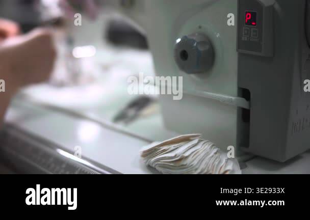 Machine Feed Adjustment By Operator Hand. Closeup Of Control Knob And ...