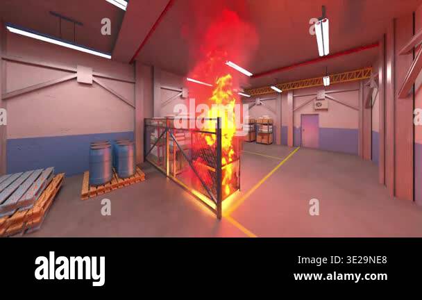 3D rendering of the warehouse fire Stock Video Footage - Alamy