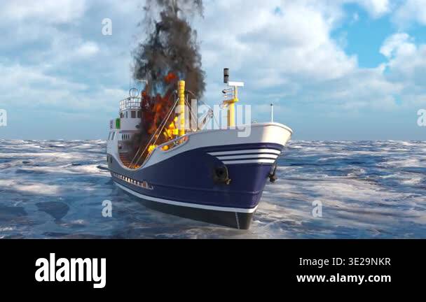3D rendering of a fishing boat Stock Video Footage - Alamy
