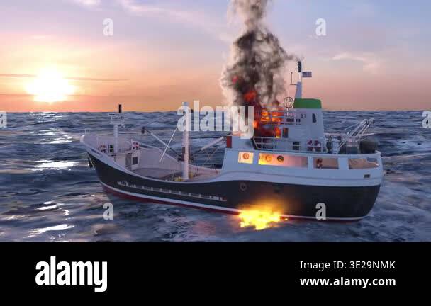 3D rendering of a fishing boat Stock Video Footage - Alamy