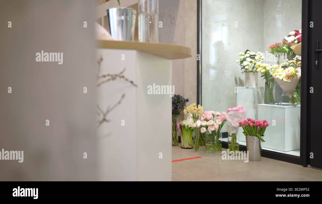 Room flower shop inside Stock Video Footage - Alamy