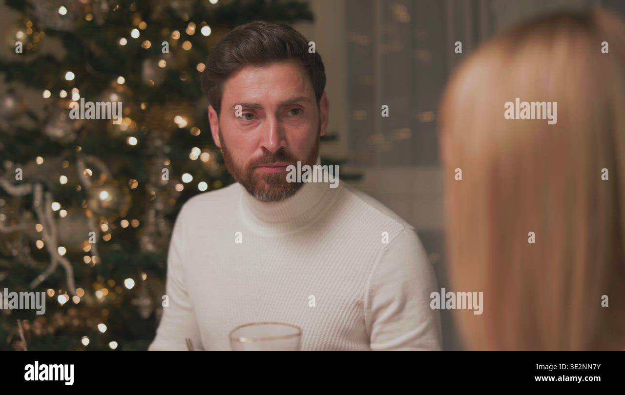 Christmas tree. Love and relationship. Taste meat. Dining table Stock ...