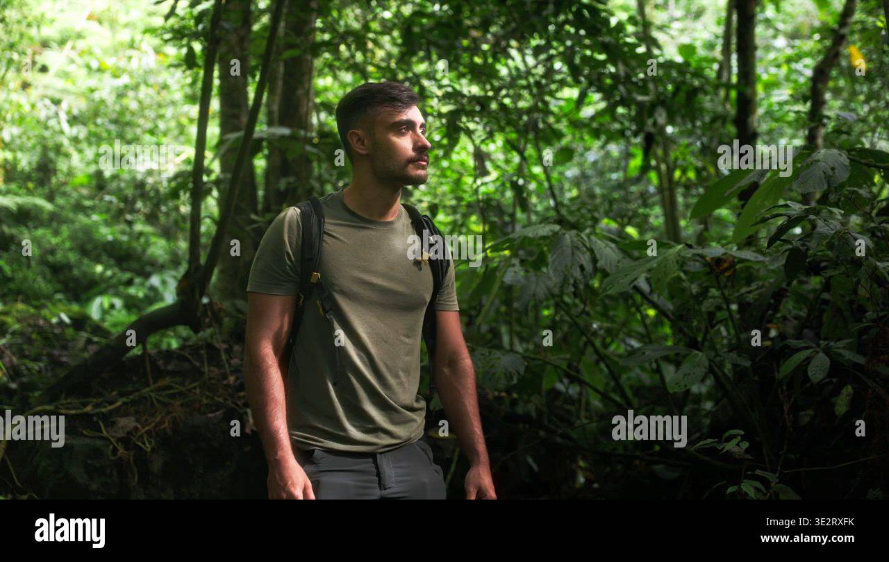 Explorer man in the jungle Stock Video Footage - Alamy