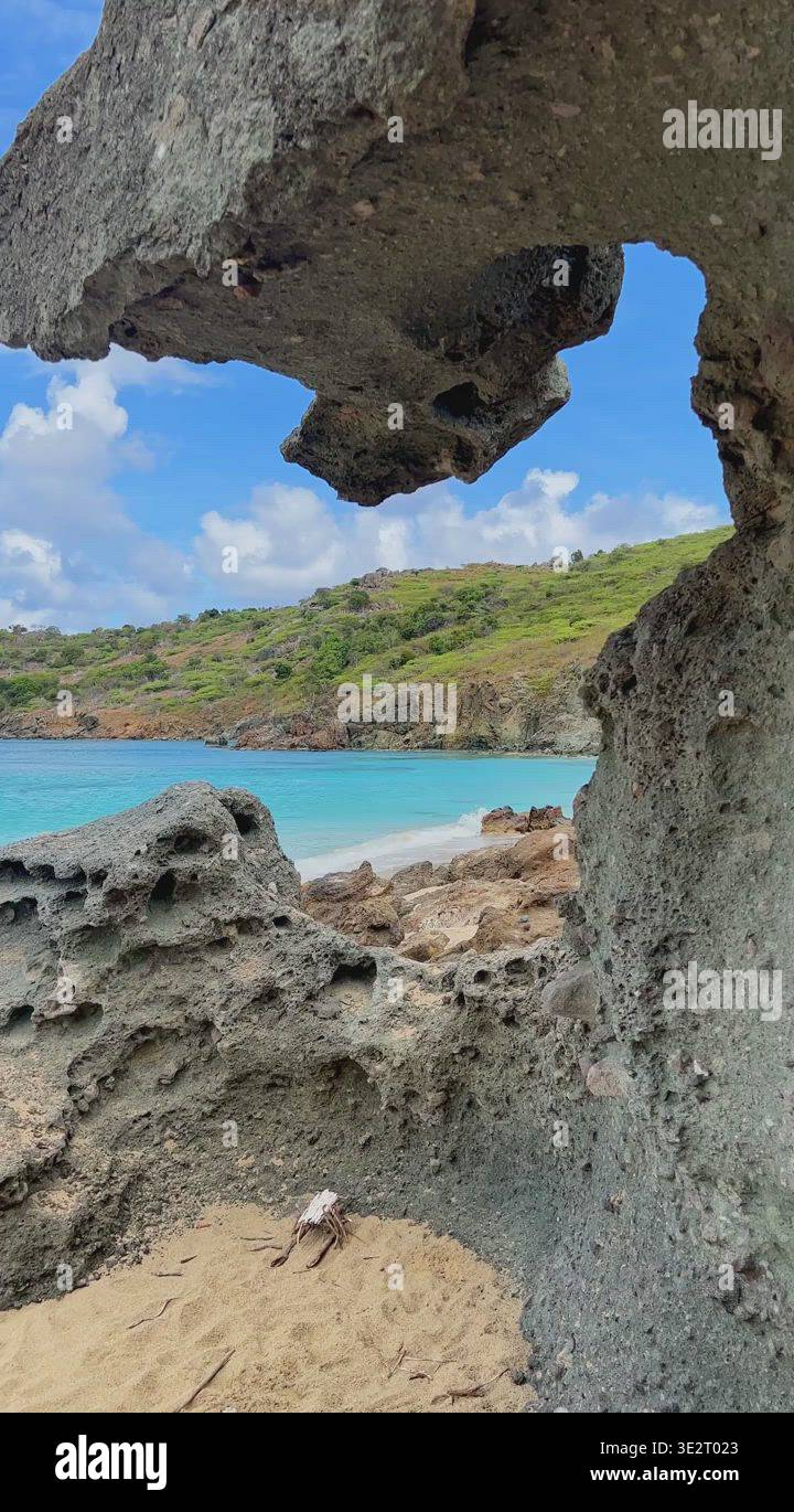 Stoacked Rocks Saint Barthelemy Ocean coast Caribbean Ile Fourchue with rocks Stock ...