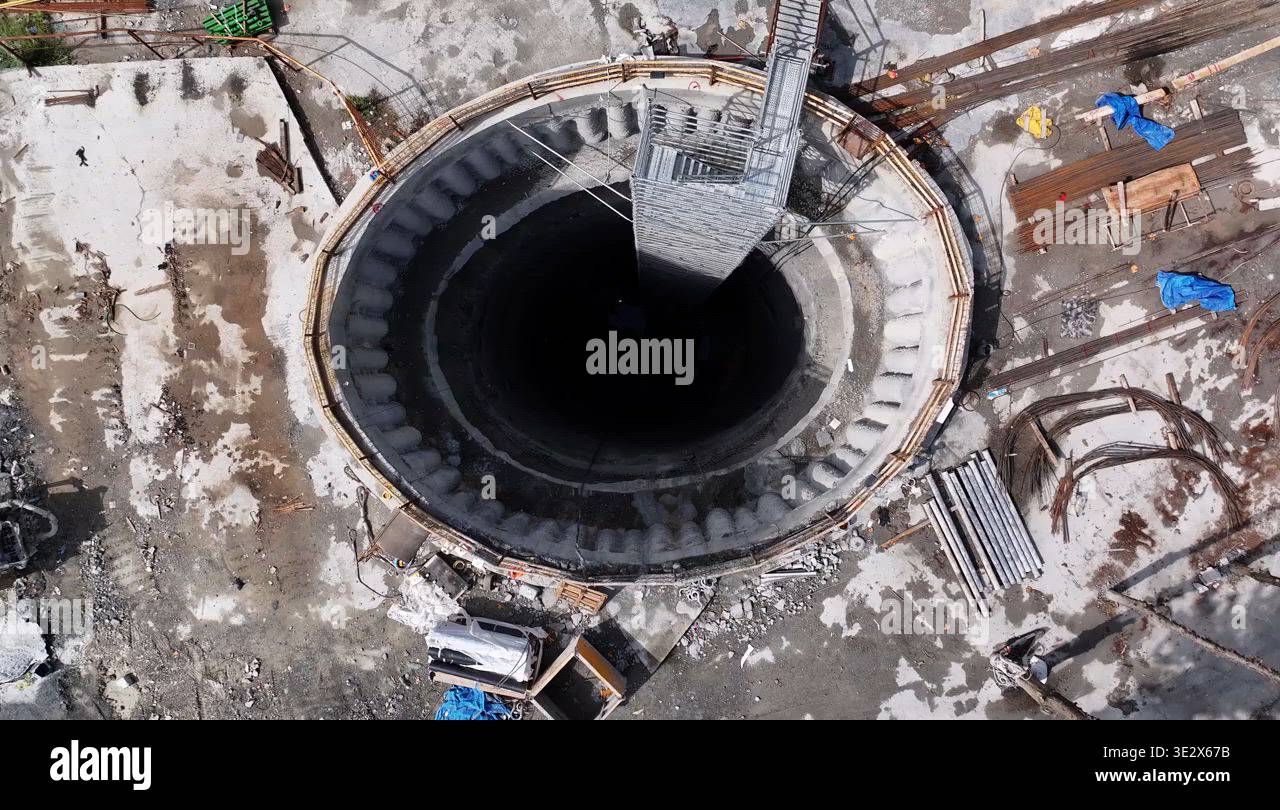 Deep Circular Shaft (Pit) Prepared for Tunnel Boring Machine (TBM Stock ...