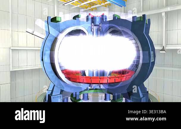 Reactor Animation 3d animation of fusion reactor in thermonuclear station showing plasma ...
