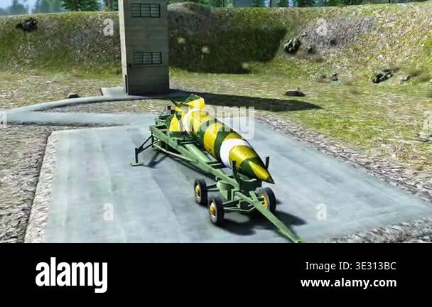 3d animation of V2 ballistic missile 3D view showing full structure and ...