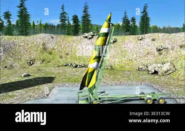 3d animation of V2 ballistic missile launch showing ignition ...
