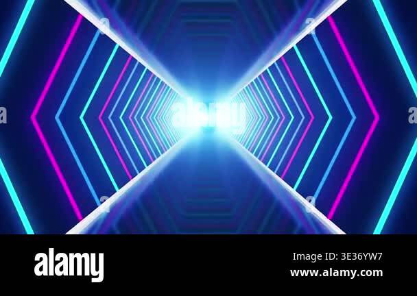 Abstract Sci-Fi Tunnel VJ Motion Background Neon Light Tunnel Loops 4K ...