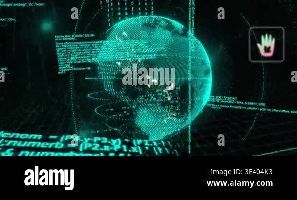 Animation of envelope icons globe rotating over binary codes and ...