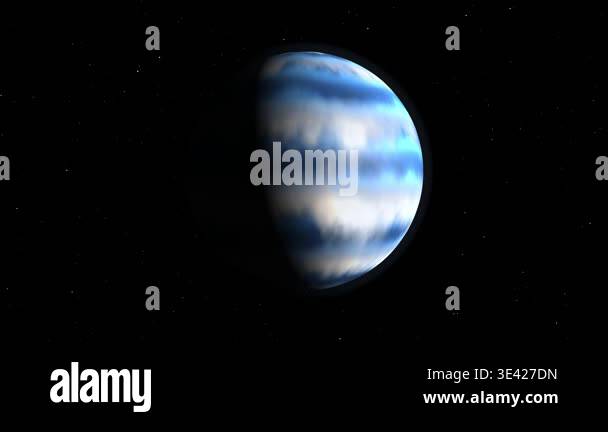 Looping Deep Blue Gas Giant Planet Animation in Space Stock Video ...