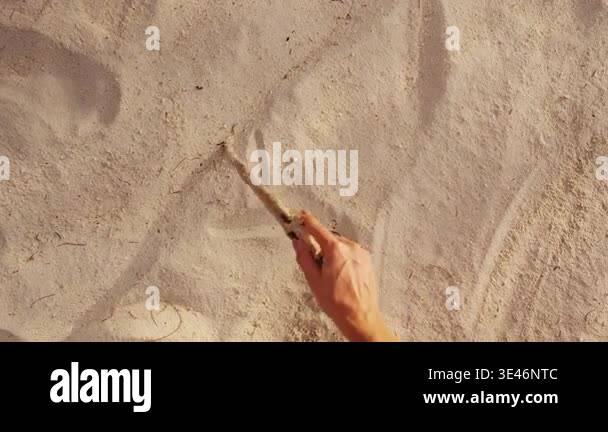 Hand Writing Word Love with Heart Symbol in Sand on Beach, Romantic ...