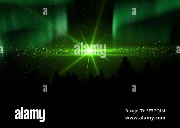 Animation of fir trees over light spots. Winter, celebration and ...