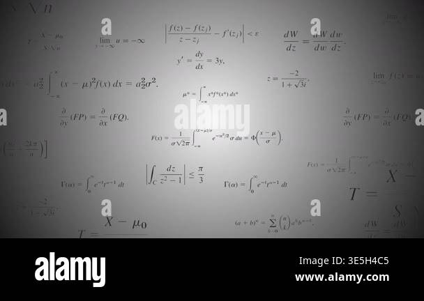 Complex Maths Equations Moving Towards the Camera. Algebra and Fraction ...