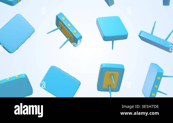 Stylized 3D WiFi Routers Falling on a Light Blue Background. Internet ...