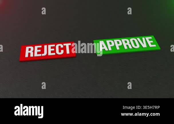 Approve and Reject 3D Button Animation. Approve vs Reject. 4K Stock ...