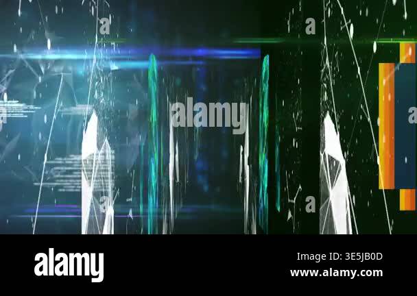 Animation of data processing over shapes. Global business and digital ...