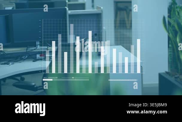 Animation of interface with statistical data processing against view of ...