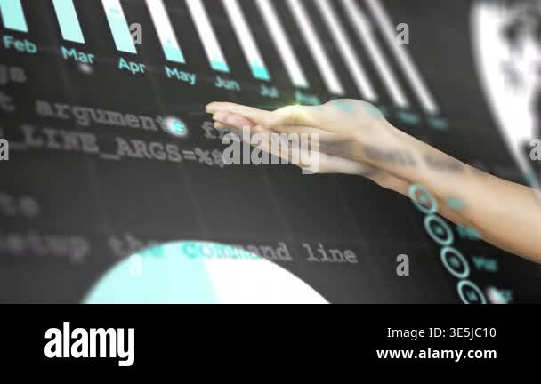 Composition of businessman touching interactive screen with lightbulb ...