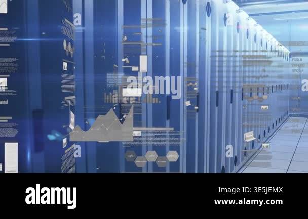 Animation of statistical data processing over empty computer server ...